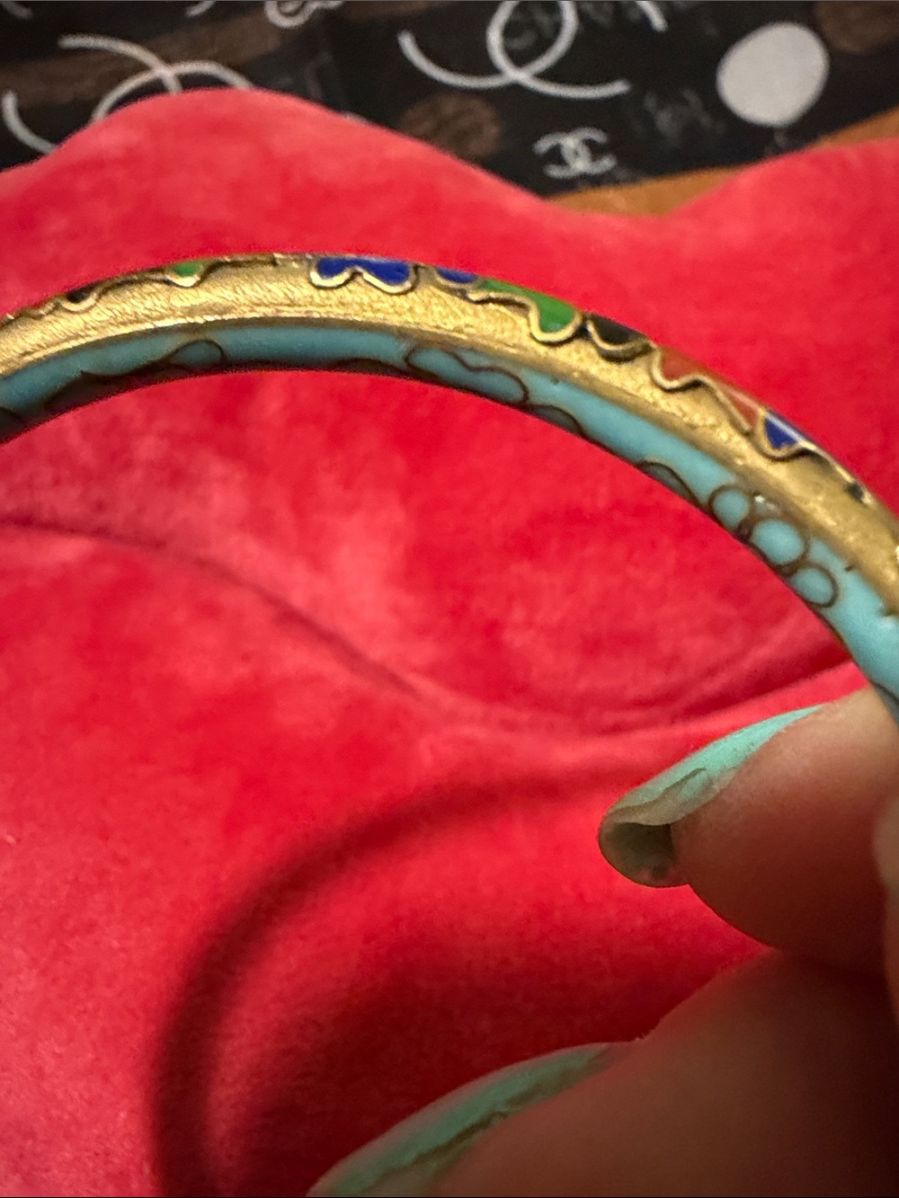 Enamel Cloisonné Floral Bangle Bracelet in Multicolor - Picture 6 of 9